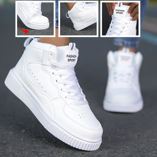 New Style Men’s Casual Leather Shoes, Trendy, Breathable, Versatile Sports White Sneakers, Leather Trendy Shoes