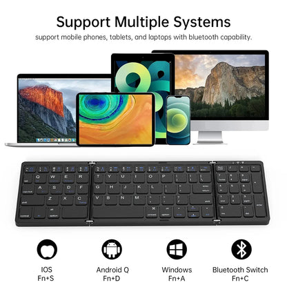 Teclado Bluetooth sem fios dobrável e recarregável para iPad, telemóvel, tablet, notebook e escritório — mini teclado sem fios
