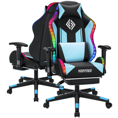 250Lbs Load LED Gaming Chair for Children 8-15 Years, Adjustable Gamer Chair with LED Lighting, Footrest & Lumbar Support