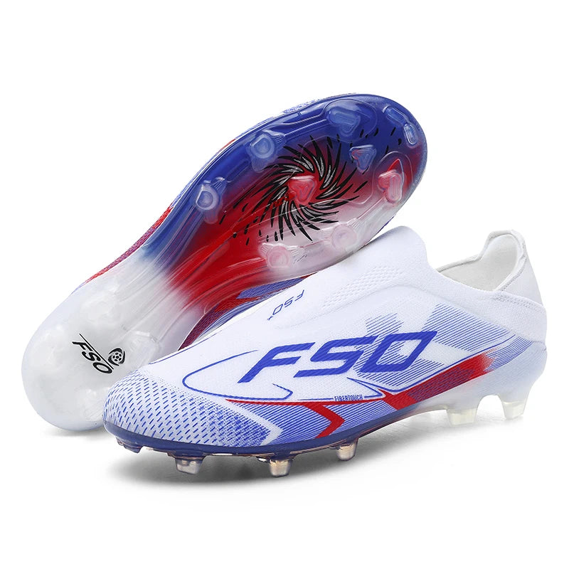 Chaussures de football sans lacets F50 de haute qualité pour hommes, crampons de football FG pour garçons, chaussures de football antidérapantes pour l'entraînement sur gazon, tailles 35-45