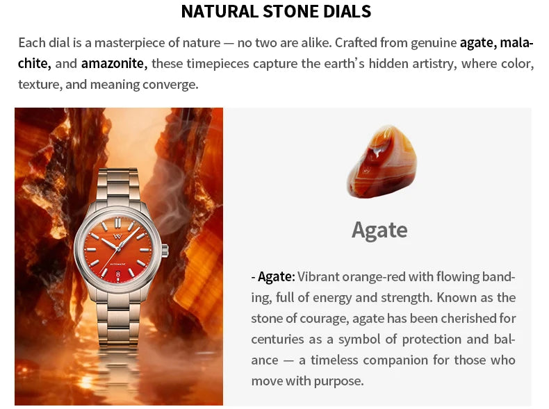 WM Watch Automatic Mechanical Watch Gemstone Series NH35 100M Water Resistant AR Coated Sapphire Welly Merck Man Watches WM225
