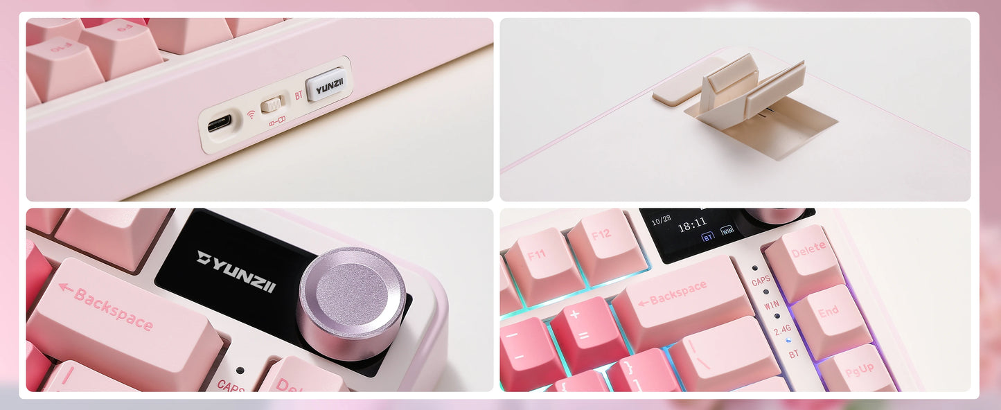 YUNZII B75 PRO MAX Wireless Mechanical Keyboard, QMK/VIA Custom 75% Gaming Keyboard with Screen&Knob, Creamy Sounds for Win/Mac