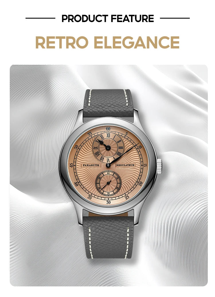 FARASUTE Manual Mechanical Men's Watch Seagull Movement Sapphire Crystal Business Waterproof Regulateur Men's Watch
