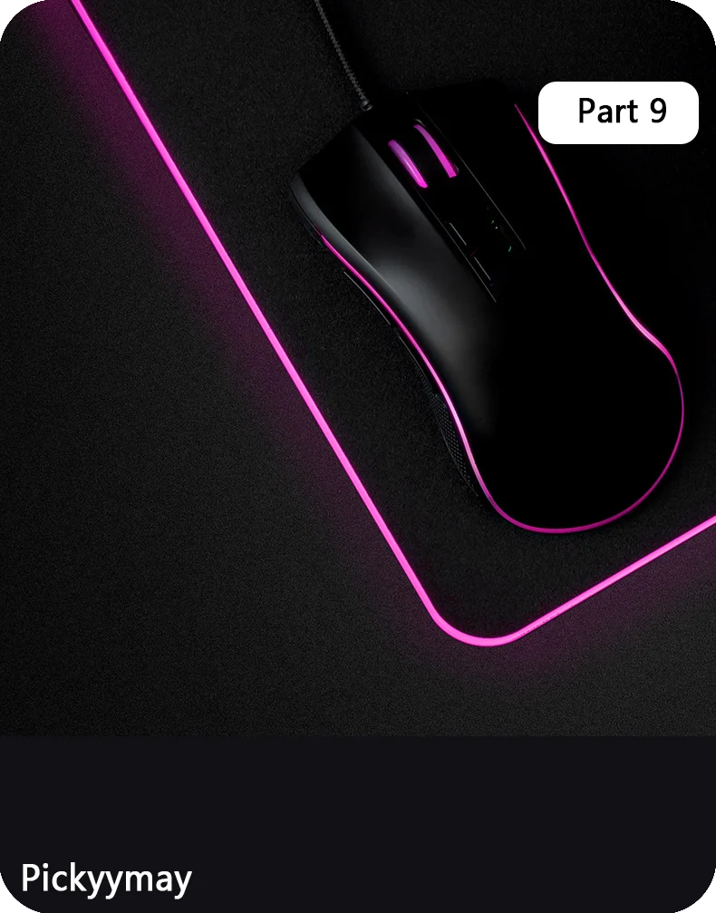 Velká RGB herní podložka pod myš, LED podložka pod myš pro hráče, podložka na stůl k PC, RGB podložka pod klávesnici XXL 90x40cm