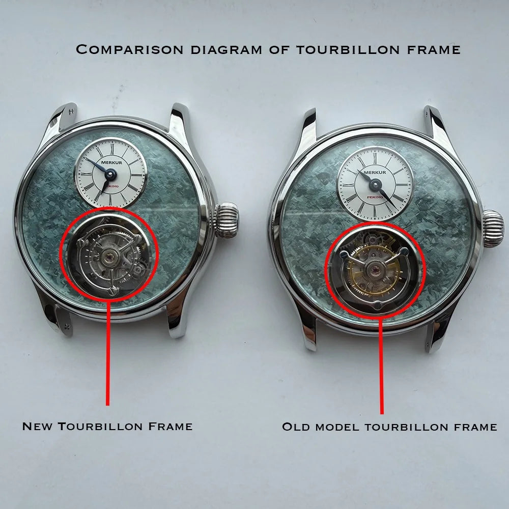 Merkur 100% Tourbillon Watch Men's Titanium Ice Flower Dial Sapphire Watch For Men Mechanical Wristwatches Relogio Masculino