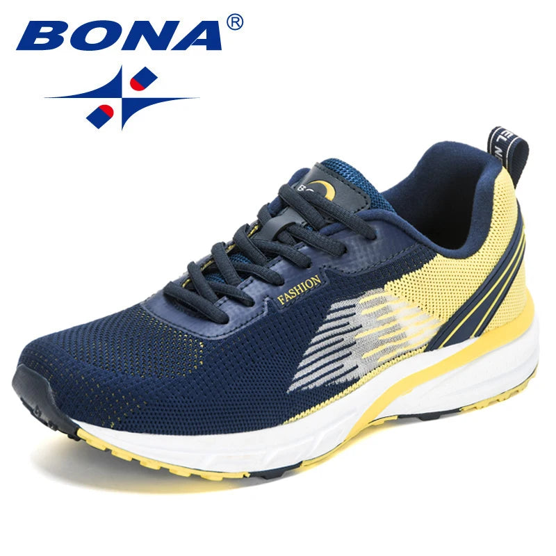 BONA – Pantofi sport pentru bărbați, model popular, cu parte superioară din plasă țesută, pentru alergare, jogging și plimbare, cu șireturi