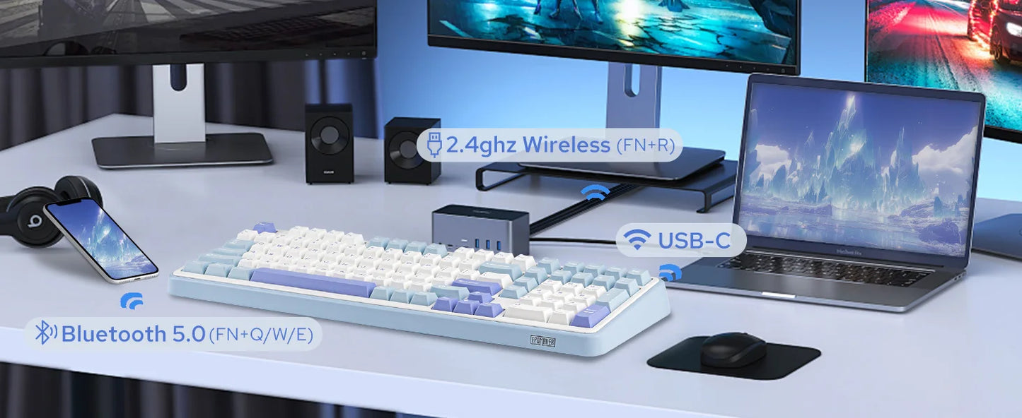 EPOMAKER TH99/TH99 Plus 96% QWERTY ANSI Wired/Bluetooth 5.0/2.4GHz Wireless Hot-Swap Gasket Mechanical Keyboard with Numpad