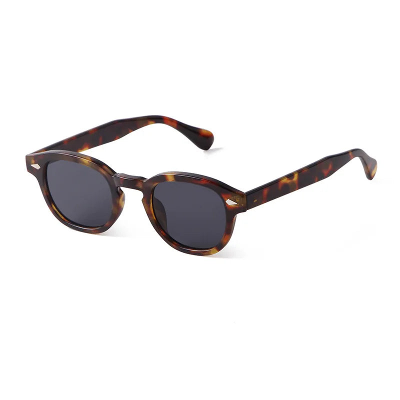 JNPCXI Vintage Round Sunglasses Women Men Retro Rivet Blue Gradient Female Sun Glasses UV400