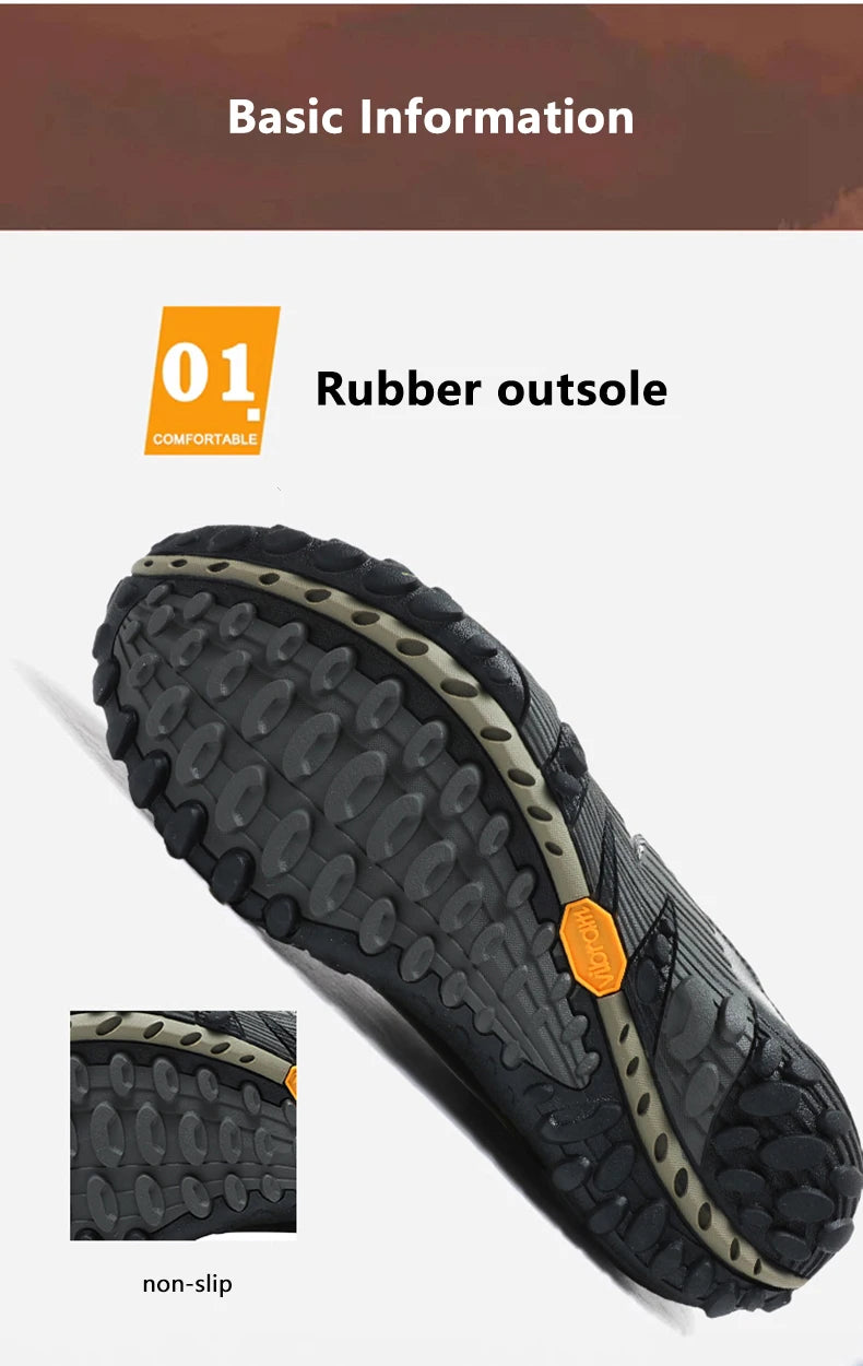 Mountaineering Shoes Men's Genuine Leather Outdoor Sports Anti Slip Mountaineering Hiking Shoes Breathable Tourism Shoes