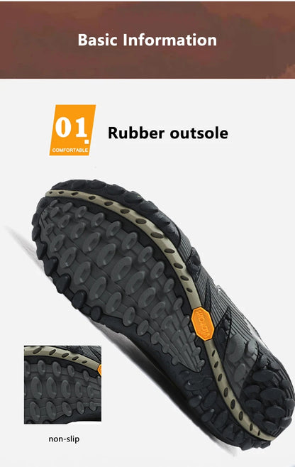 Mountaineering Shoes Men's Genuine Leather Outdoor Sports Anti Slip Mountaineering Hiking Shoes Breathable Tourism Shoes