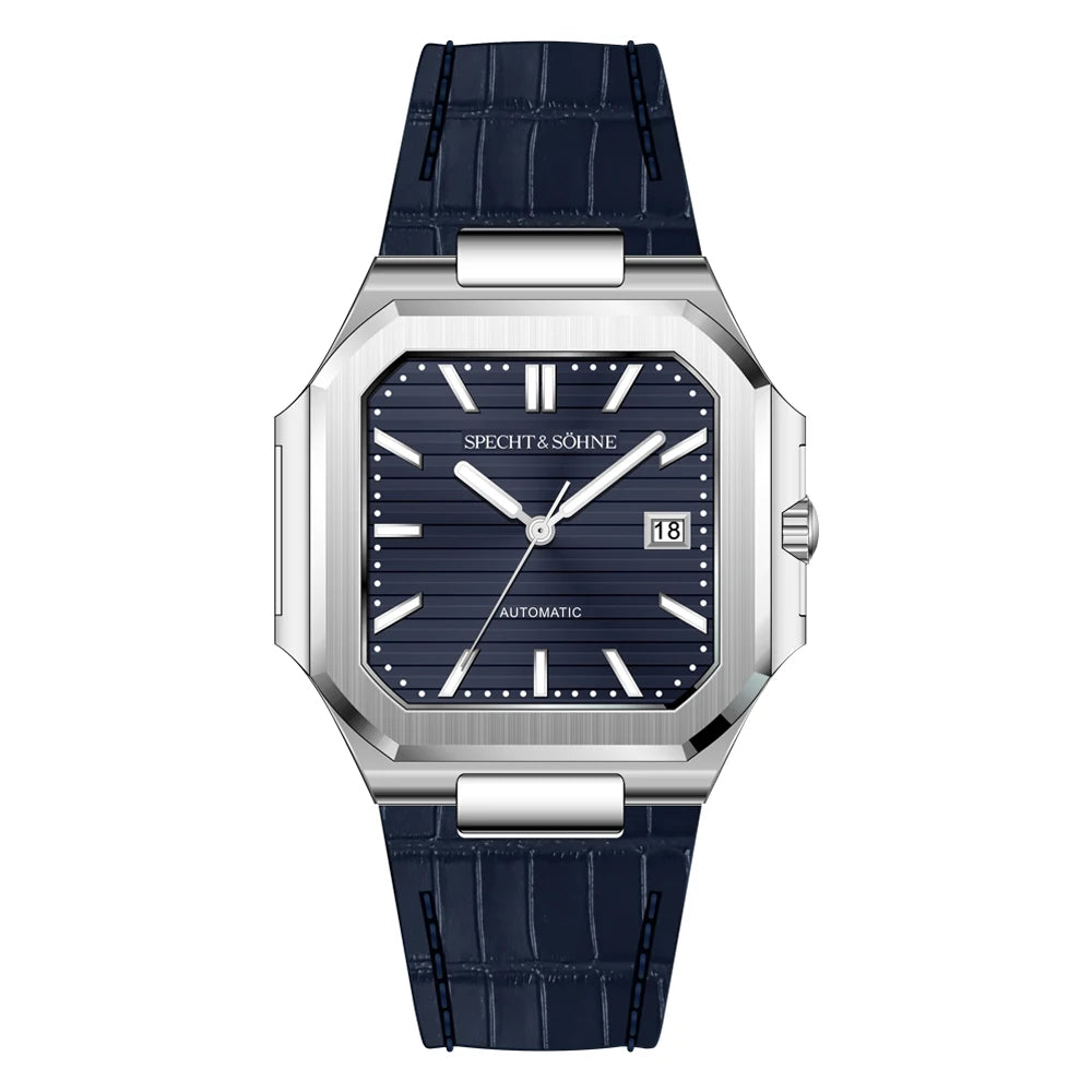 2025 Specht & Söhne Men's Classic Cubic Automatic Mechanical Watch 50M Waterproof Luminous Sapphire Crystal Reloj Hombre 41MM
