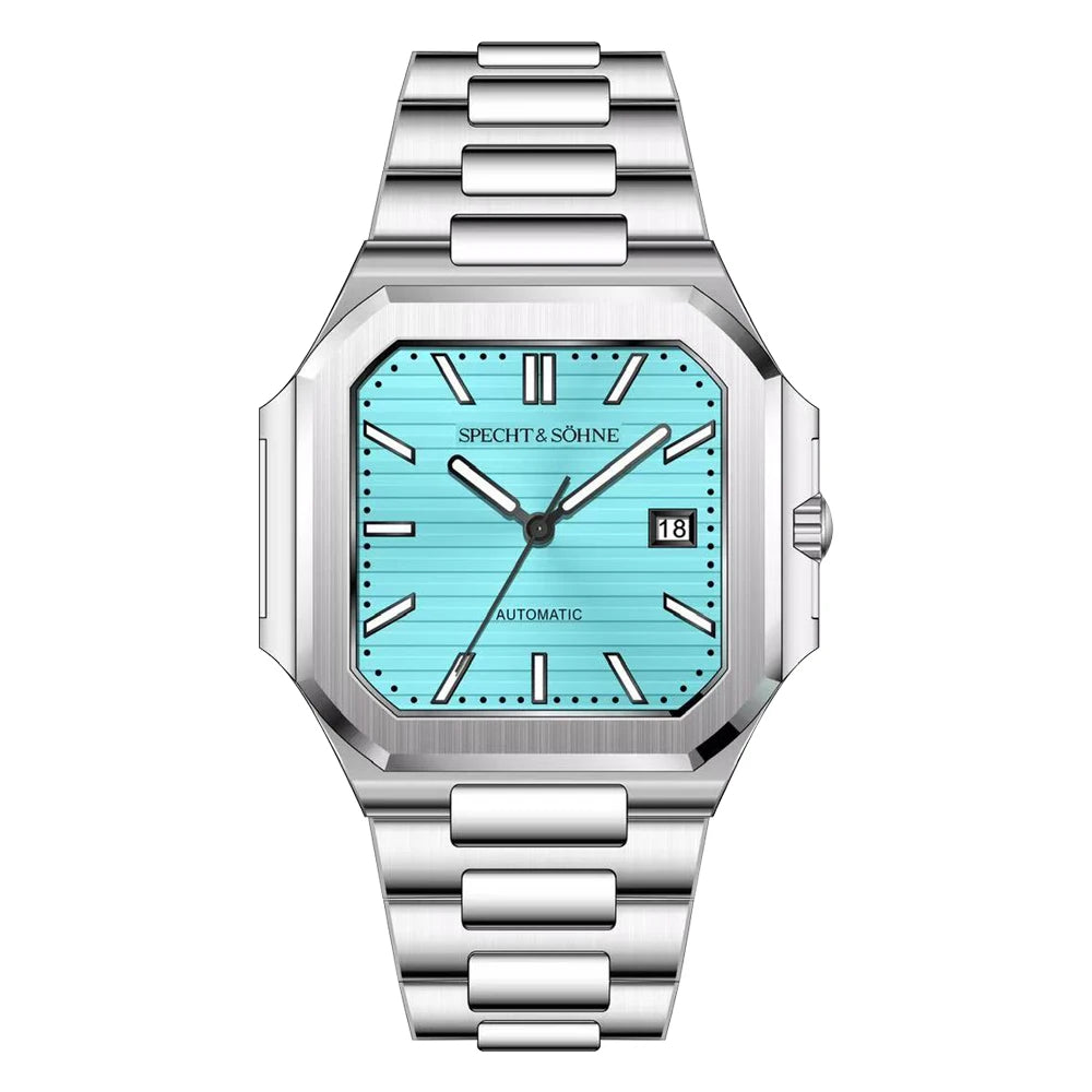 2025 Specht & Söhne Men's Classic Cubic Automatic Mechanical Watch 50M Waterproof Luminous Sapphire Crystal Reloj Hombre 41MM