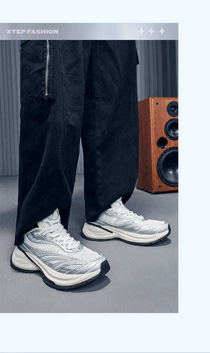 Xtep Basque 3 Men's Sneakers, Retro Fashion, Breathable Luxury Height-Increasing Sports Shoes, Spring 2026, Model 874219320001
