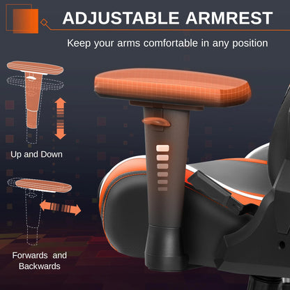 Gaming Chair, Ergonomic Office Chair with Headrest Lumbar Pillow, Multi-Level Adjustable Swivel Computer Chair, Orange