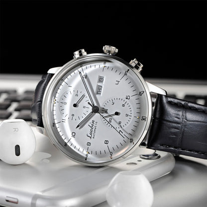 Men's Business Watch Mechanical Movement Multifunction Chronograph Stainless Steel Waterproof Automatic Calendar Sapphire