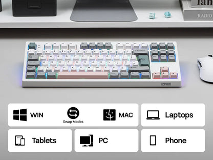 ISO-UK Layout EPOMAKER TH87 TKL Layout Wired/BT/2.4Ghz Wireless NKRO Mechanical Keyboard with 10000mAh Battery & RGB Light