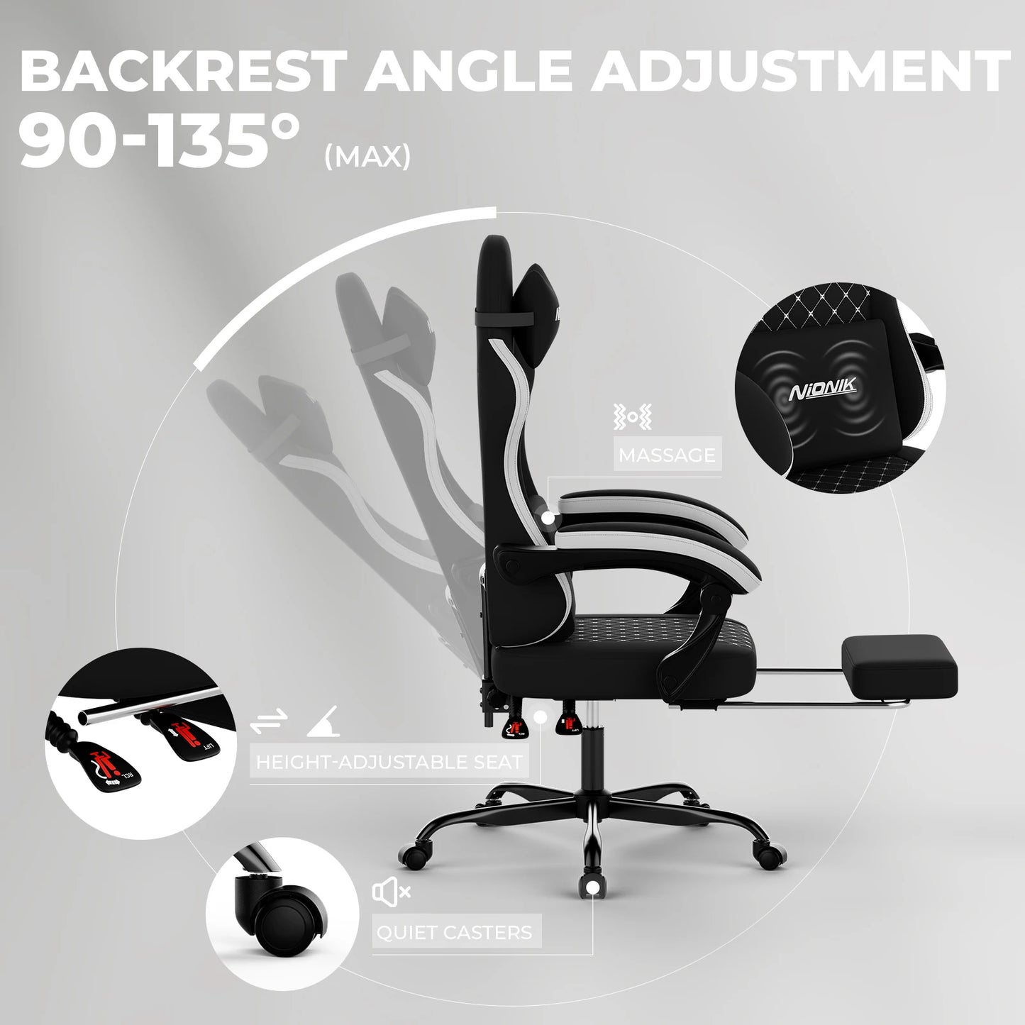 Gaming Chair High Back Ergonomic Computer Chair With Footrest Reclining Adult Comfortable Office Chair 