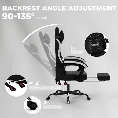 Gaming Chair High Back Ergonomic Computer Chair With Footrest Reclining Adult Comfortable Office Chair 