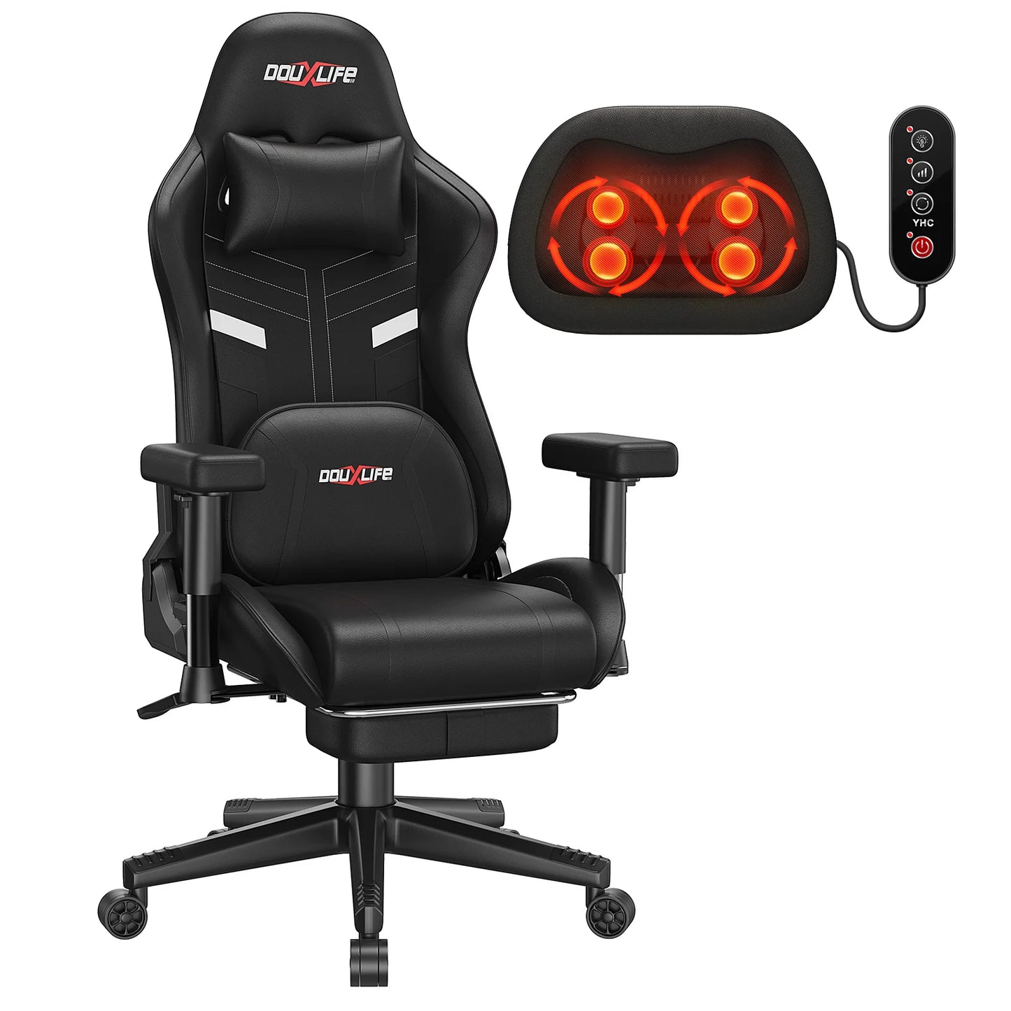 GC-RC03 Gaming Chair Ergonomic Office Chair with Kneading Massage and Heating 90°-175° Recline for Computer Gaming Home Office