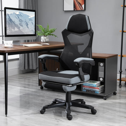 Desk Chair Vinsetto gaming armchair height adjustable back castors pivoting foot fabric mesh rest 58L x 63l x