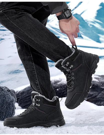 Herrenstiefel Neue Winterschuhe Warme Herrenschuhe Wasserdicht Rutschfest Plüsch-Sneaker Herren-Tennisschuhe Stiefel Herren-Sneaker Winter