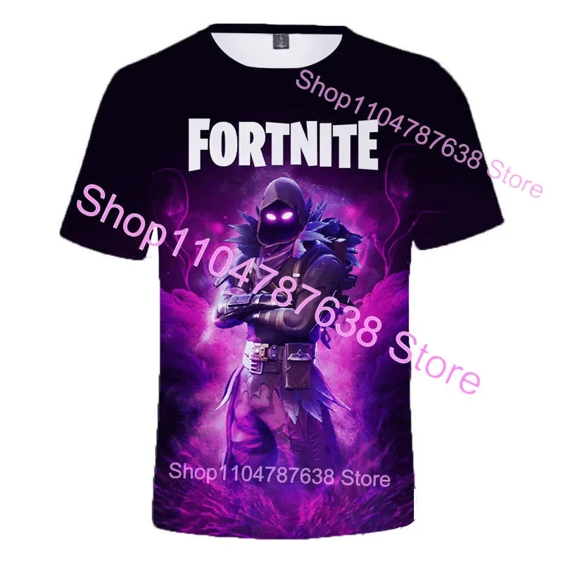Summer T-shirt Raven Ultima Knight Fortnite T-Shirt, 3D Print Banana Peely Men’s Tee, Battle Royale Game Tops, Birthday Gifts