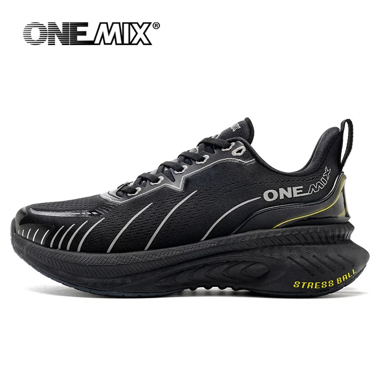 ONEMIX Nieuwe hardloopschoenen met demping voor heren, geschikt voor intensieve hardlopers, met veters, sportschoenen voor dames, antislip, outdoor, atletische herensneakers