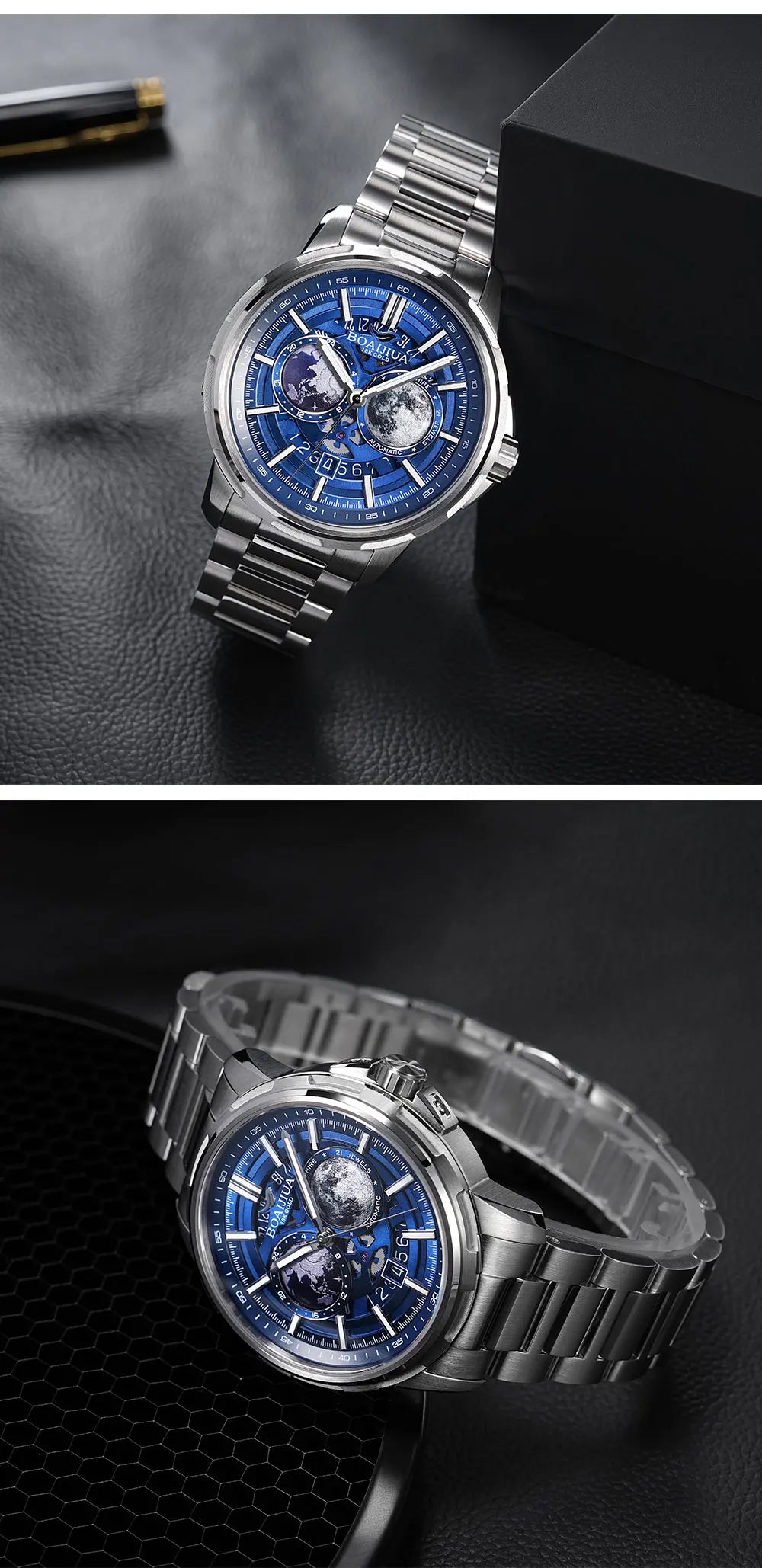 BORIAGE(BOAIJIUA) Automatic Mechanical Watch Creative Starry Sky Watch Water Resistant  Mechanical Watches Birthday Gift for Men