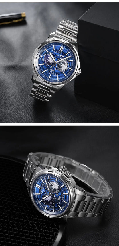BORIAGE(BOAIJIUA) Automatic Mechanical Watch Creative Starry Sky Watch Water Resistant  Mechanical Watches Birthday Gift for Men