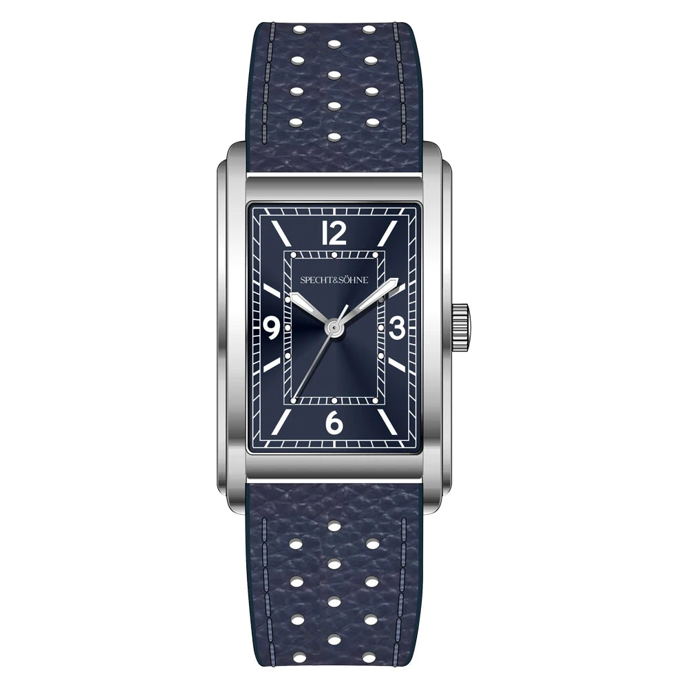 Specht & Söhne Neue modische 28MM quadratische Uhr für Herren, VH31-Uhrwerk, Sportuhr, blau, Edelstahl, Saphirglas, wasserdicht