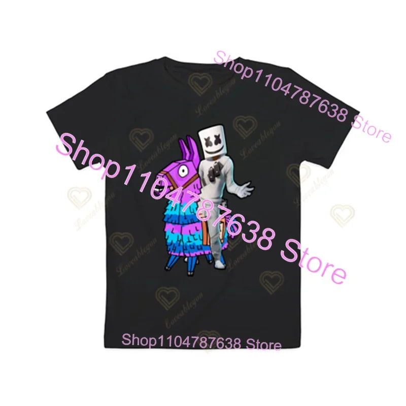 Peely Fortnite T-Shirt Round Neck Summer Short Sleeve Battle Royale Streetwear Top for Casual Wear