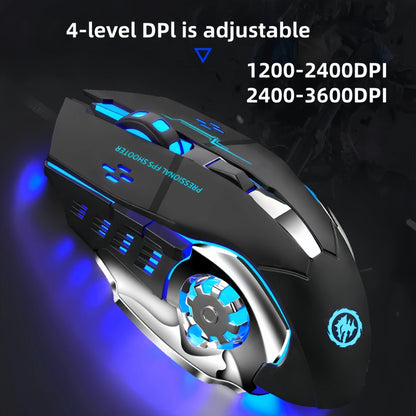 Punjivi bežični gaming miš – tihi Bluetooth/USB, RGB pozadinsko osvjetljenje, e-sport za PC