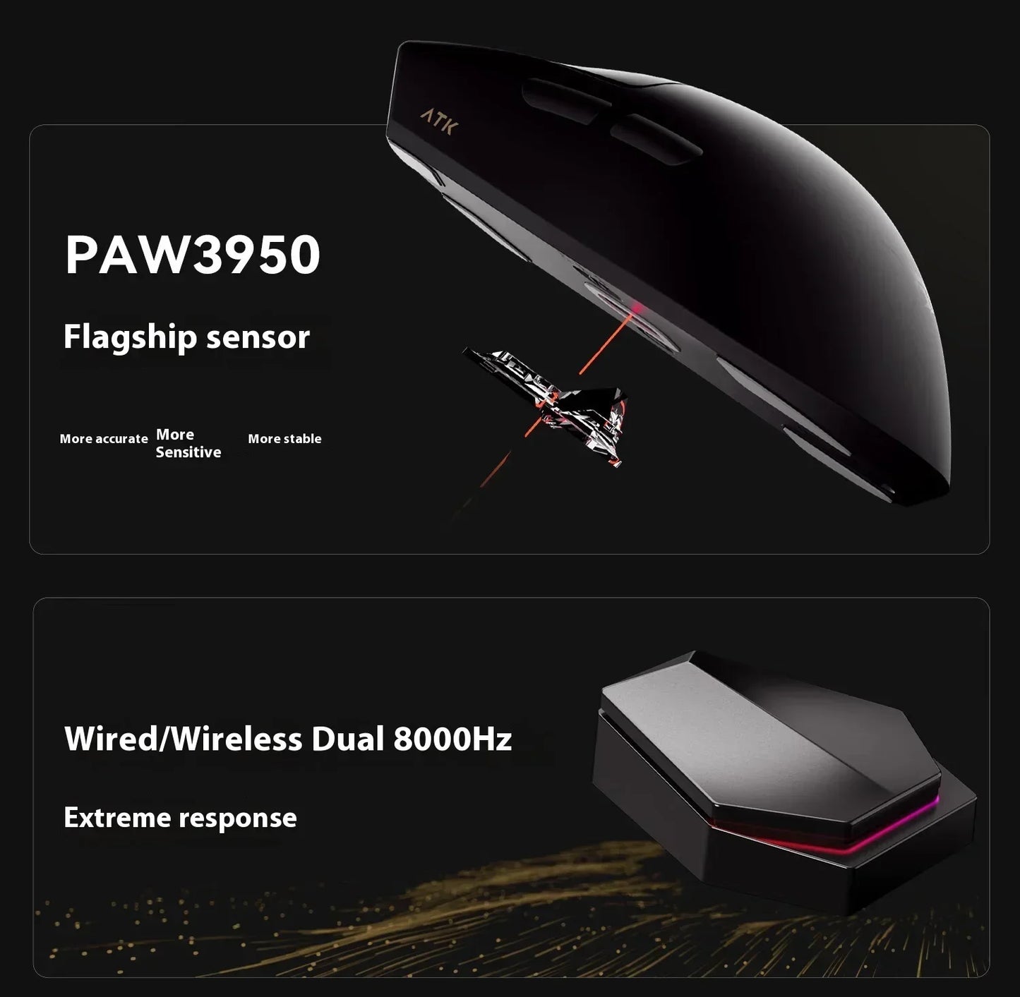 ATK Blazing Sky X1 V2 Wireless Gaming Mouse 8K Low Latency Lightweight FPS Esports Mouse for PC, Mac & Windows