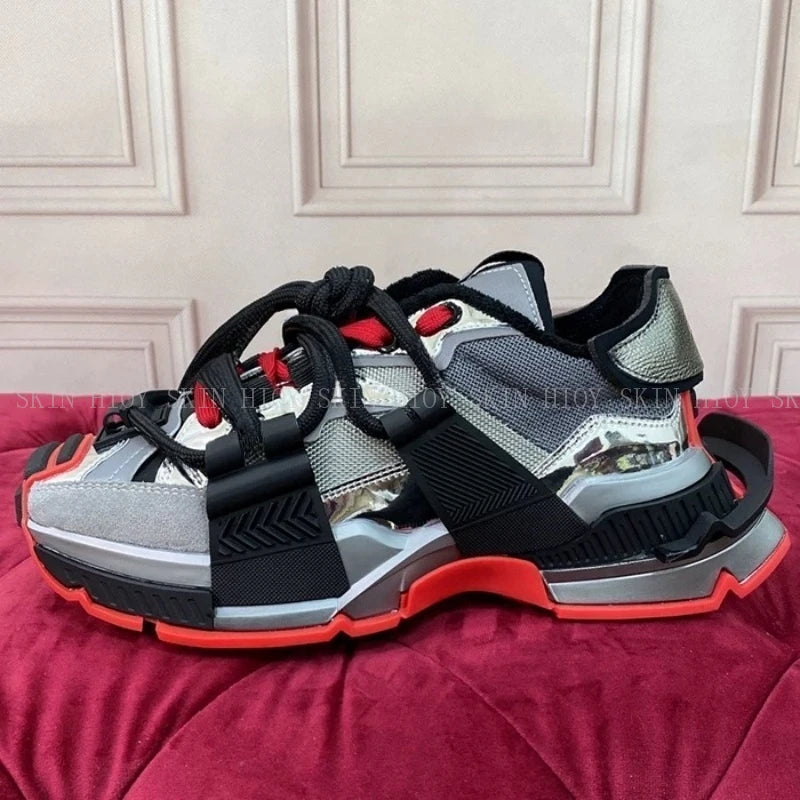 2026 Fashion Women Sneakers Size 35-46 High Quality Platform Sneakers Men Casual Shoes Sports Running Shoes Lace-Up Patchwork