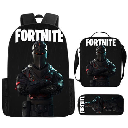 Cute Cartoon 3pcs Set School Backpack with Lunch Bag and Pencil Case, Large Anime Fortnite Kids School Bags for Boys and Girls