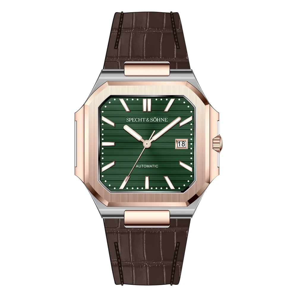 2025 Specht & Söhne Men's Classic Cubic Automatic Mechanical Watch 50M Waterproof Luminous Sapphire Crystal Reloj Hombre 41MM