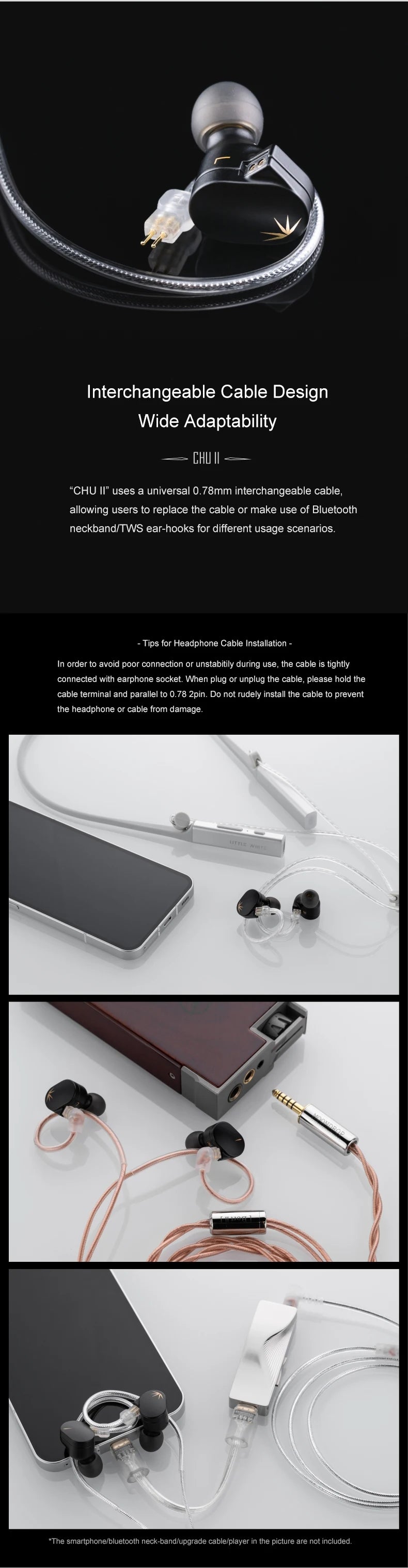 Moondrop CHU II Dynamic Driver In-ear Headphone CHU2 Monitor IEM Earphone CHU II 3.5mm Earbud With Detachable 0.78mm cable