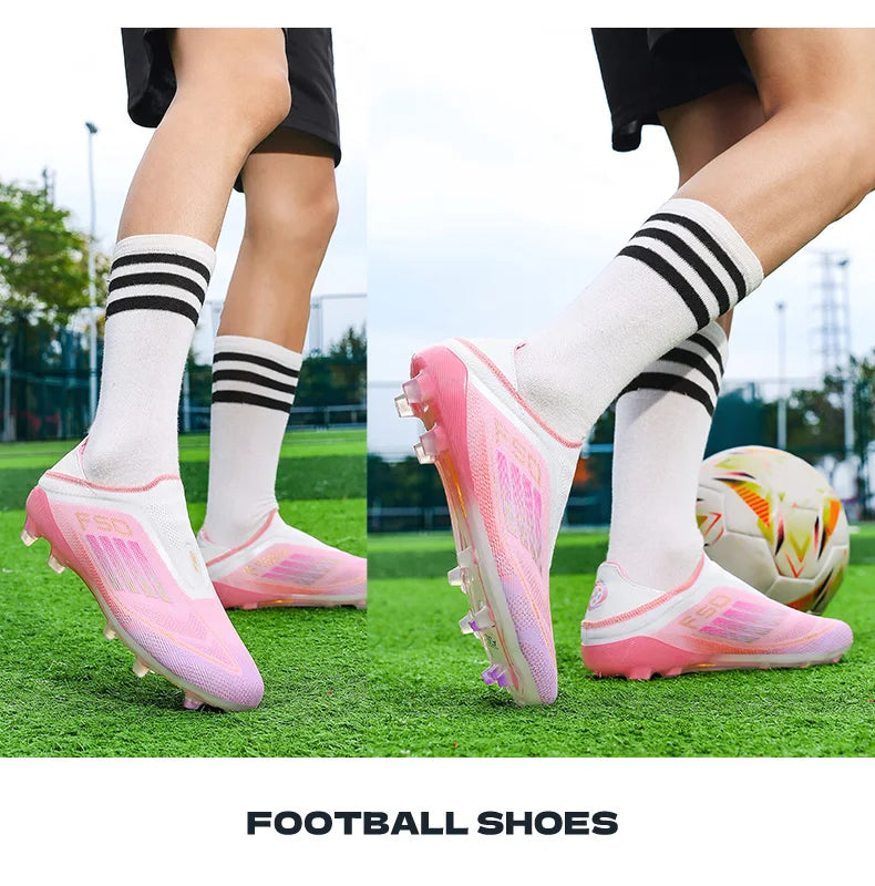 Men's Football Boots Futsal Ultralight Soccer Shoes Training TF Match Long Spikes Breathable Indoor Sneakers Cleats Drop Shipping