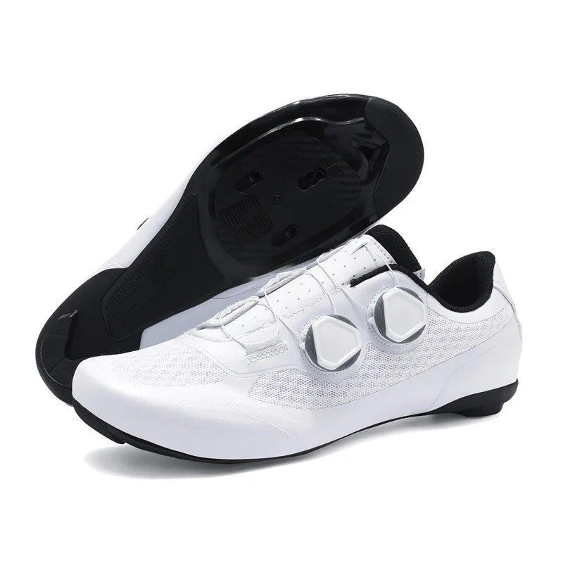 Zapatillas de ciclismo de velocidad para hombre, zapatillas de ciclismo de carretera, zapatillas con calas, zapatillas SPD, zapatillas de ciclismo para pedales planos, calzado de ciclismo para hombre, calzado para actividades al aire libre, color blanco