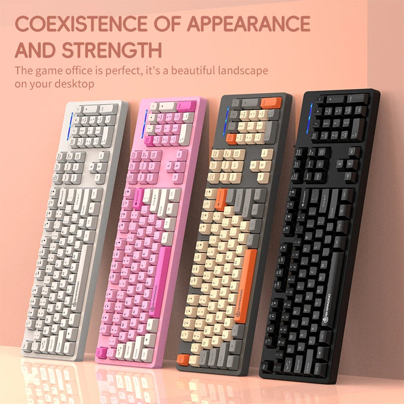 104 Keys Wired Gaming Keyboard Ergonomics Splash Water Colorful ABS Wear-resistant Keycaps Keyboards with Technology Light Key