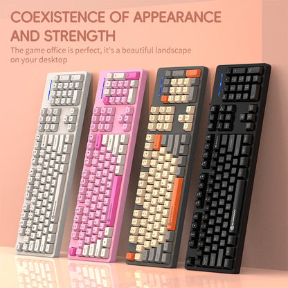 104 Keys Wired Gaming Keyboard Ergonomics Splash Water Colorful ABS Wear-resistant Keycaps Keyboards with Technology Light Key