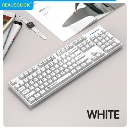 Set inalámbrico de teclado y ratón gaming de oficina NexusClick, ahorro de energía inteligente, tamaño completo, 104 teclas, 1600DPI ajustable, USB para portátil y PC