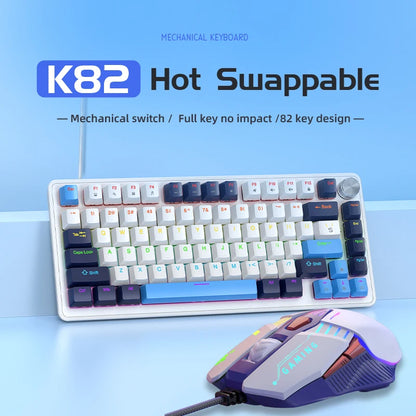 APAYADO 75% Mechanical Keyboard Wired Gaming Keyboard with Media Knob, Hot-Swappable RGB Backlit 82-Key Mechanical Keyboard for PC & Laptop