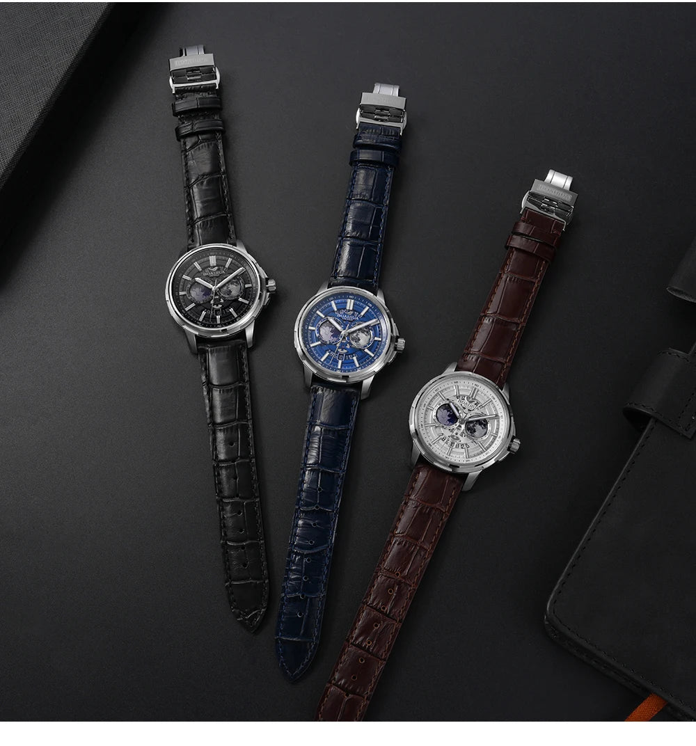 BORIAGE(BOAIJIUA) vollautomatische mechanische Herrenuhr mit Originaldesign, wasserdichte leuchtende mechanische Armbanduhr