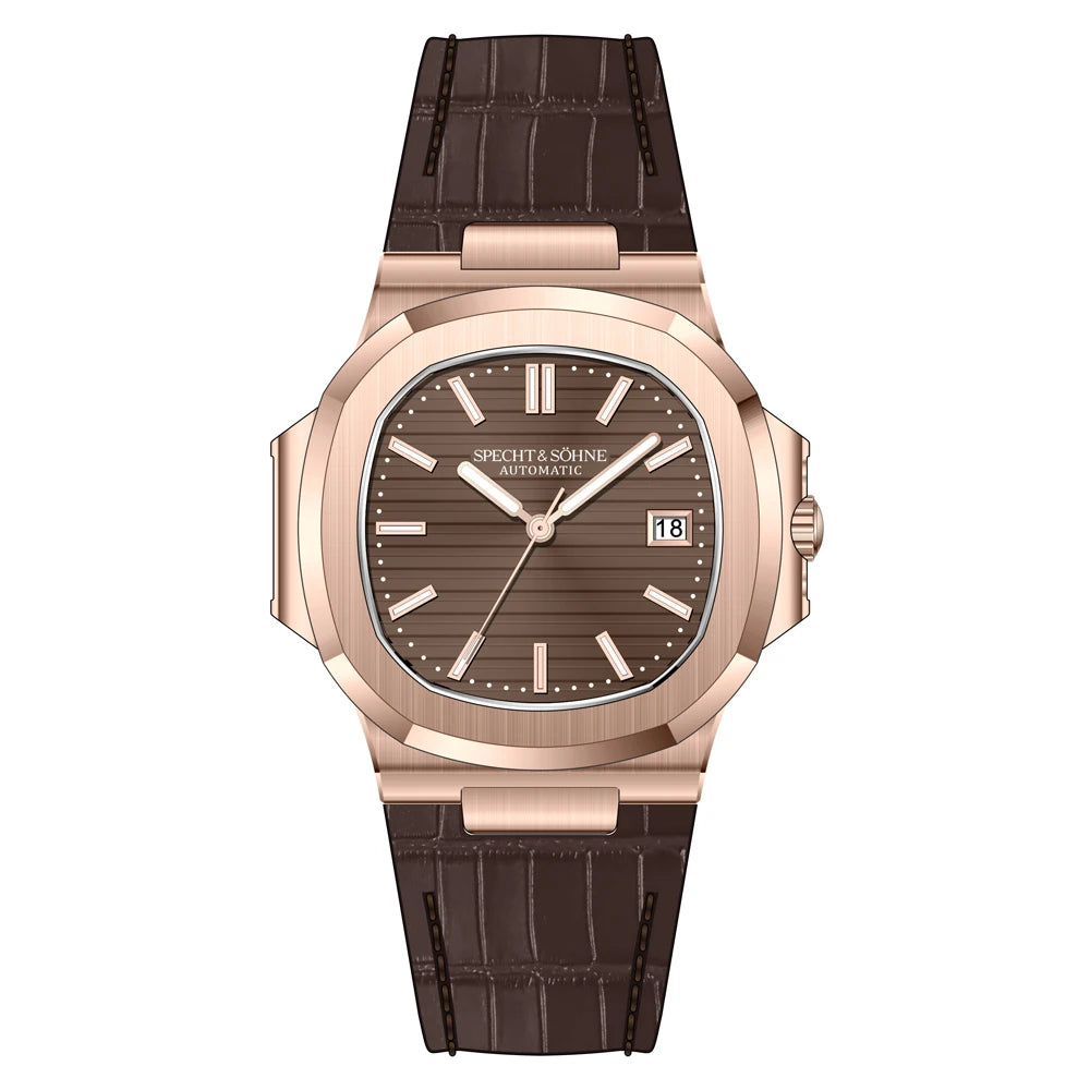 Novo relógio masculino Specht&Sohne mecânico Japan Miyota 8215 Movt em aço inoxidável rose gold clássico 5711 impermeável