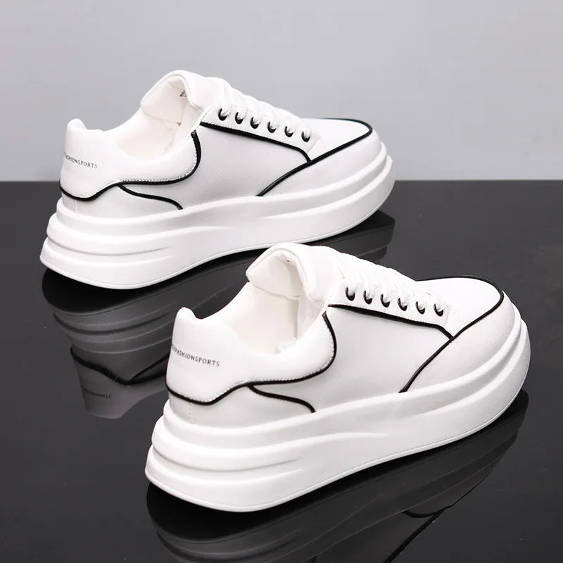 Zapatos blancos pequeños para pareja, zapatos de hombre, zapatillas deportivas de mujer, zapatillas de hombre, zapatillas deportivas informales con aumento de altura en el interior