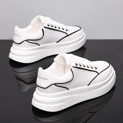 Zapatos blancos pequeños para pareja, zapatos de hombre, zapatillas deportivas de mujer, zapatillas de hombre, zapatillas deportivas informales con aumento de altura en el interior