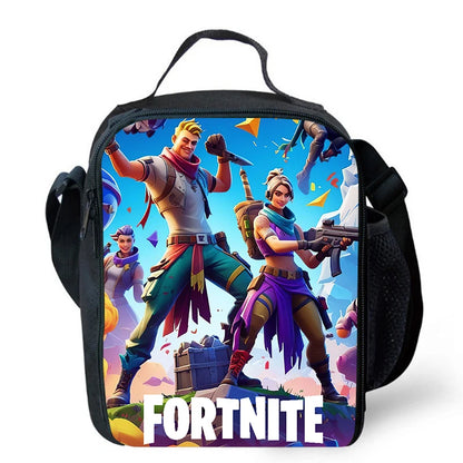 Risankasta torba za kosilo Fortnite, prenosna izolirana torba za kosilo, večkratno uporabna torba za shranjevanje hrane, primerna za otroke in študente.