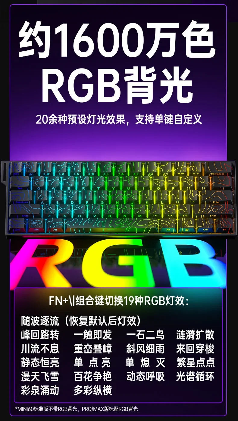 AULA Mini60 HE Magnetic Switch Keyboard RGB Tri-Mode Wireless Mechanical Keyboard, 8000Hz Gaming Keyboard with 0.01mm Rapid Trigger, Bluetooth, 2.4GHz & USB-C