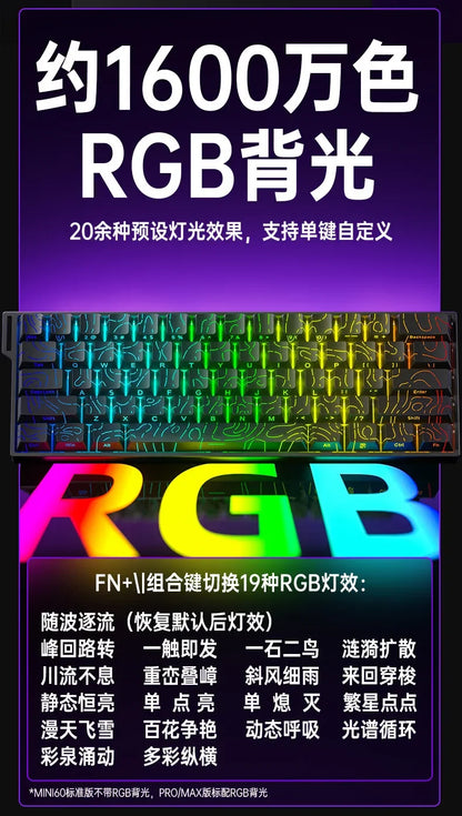 AULA Mini60 HE Magnetic Switch Keyboard RGB Tri-Mode Wireless Mechanical Keyboard, 8000Hz Gaming Keyboard with 0.01mm Rapid Trigger, Bluetooth, 2.4GHz & USB-C
